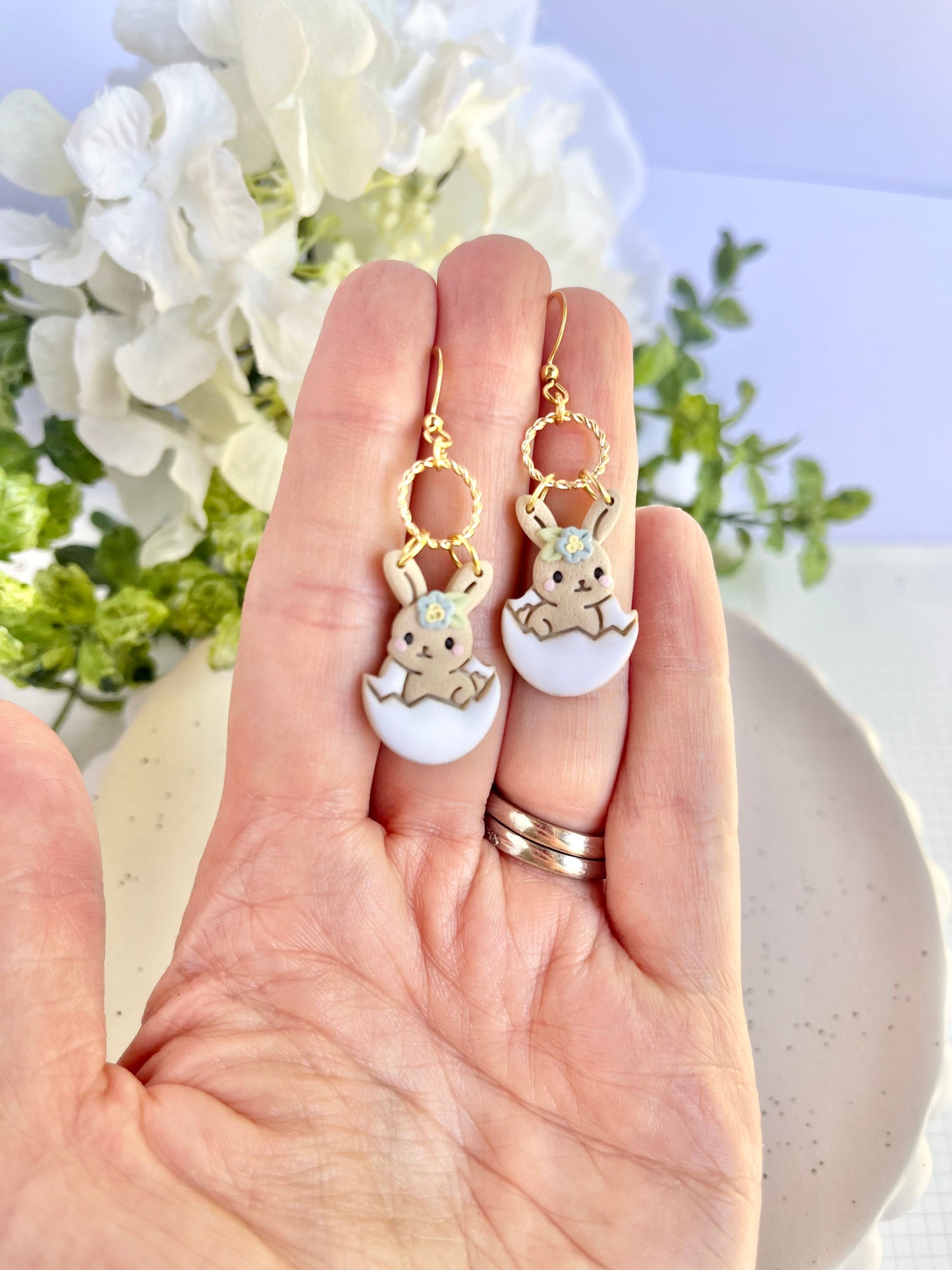 Bunny in Eggshell Earrings