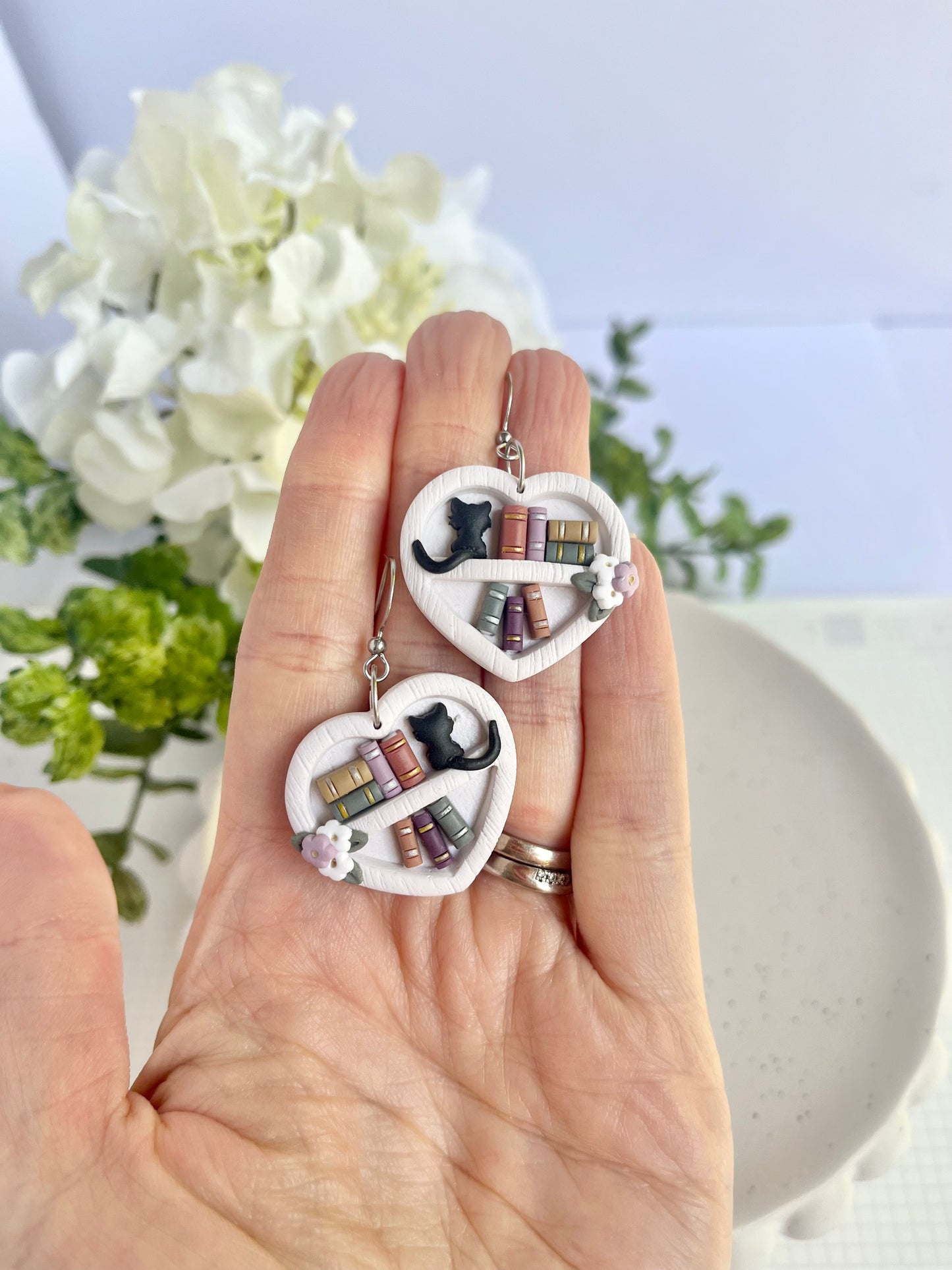 Heart Shaped Bookshelf Earrings