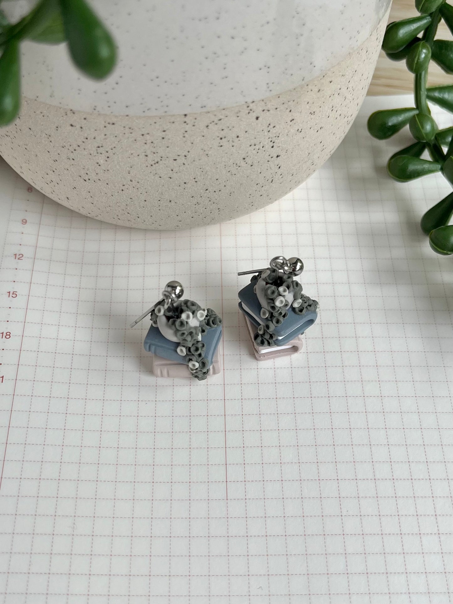 Plant Book Stack Earrings