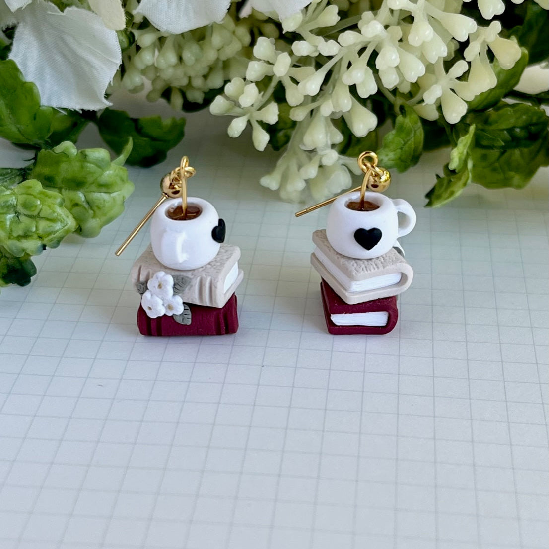 Coffee Book Stack Earrings