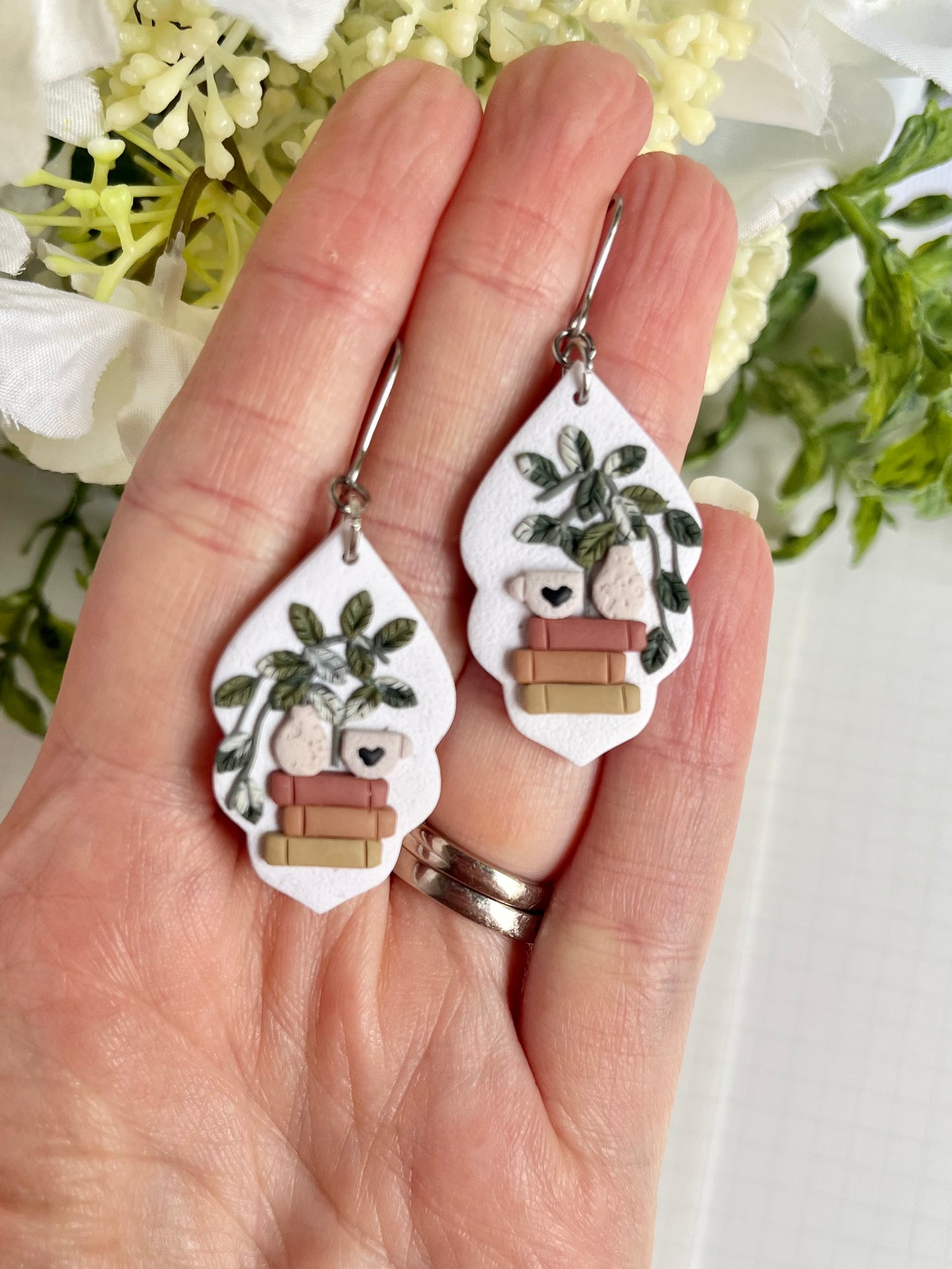 Plant Book Stack with Mug Earrings