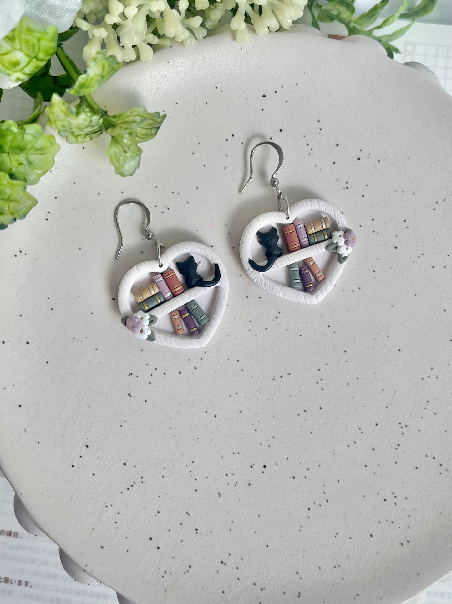 Heart Shaped Bookshelf Earrings