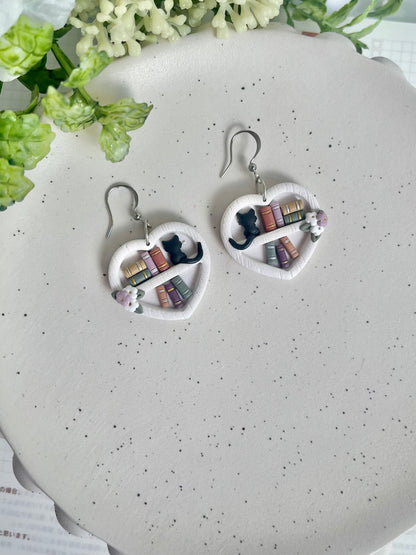 Heart Shaped Bookshelf Earrings
