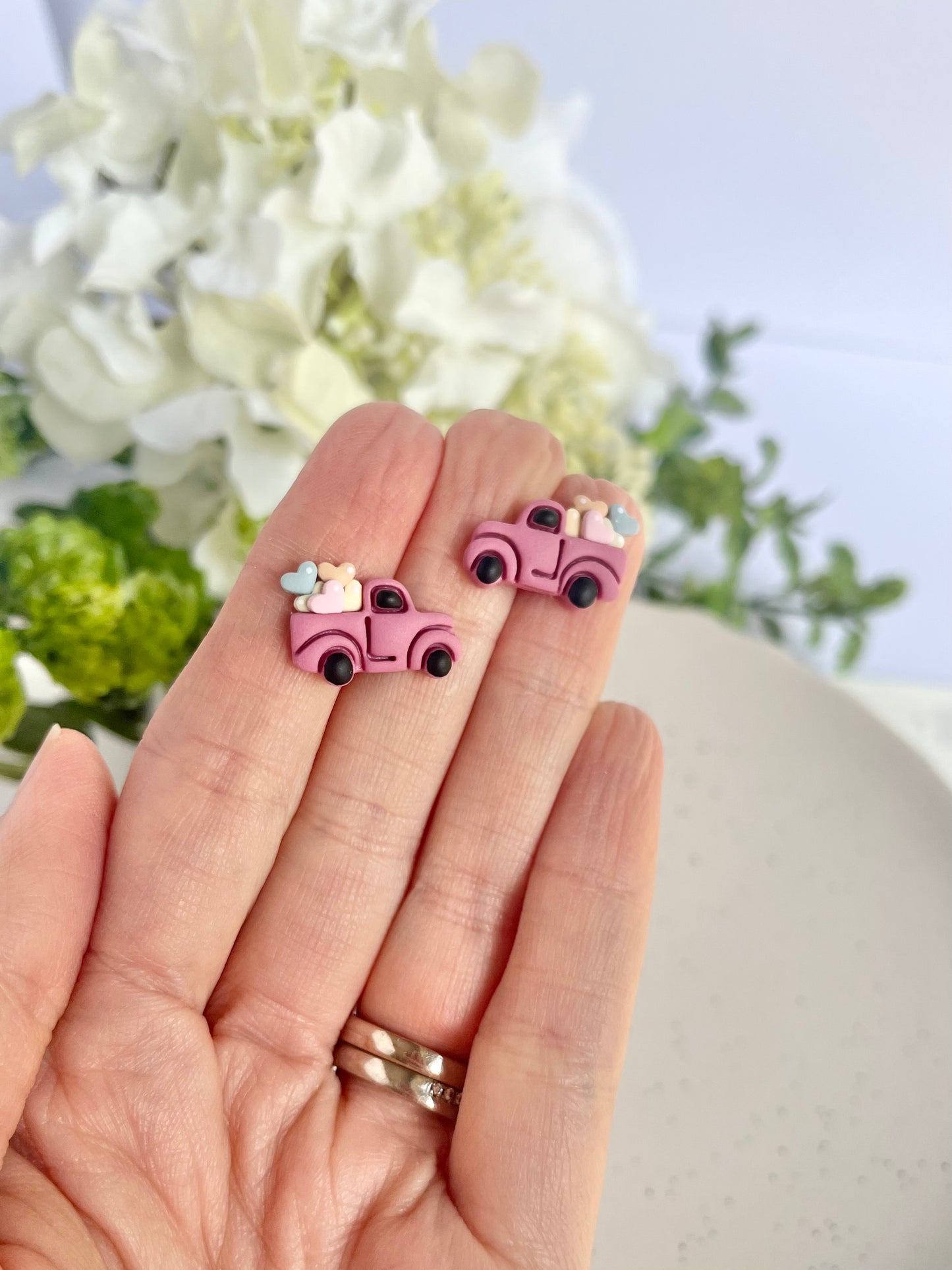 Pink Truck Stud Earrings