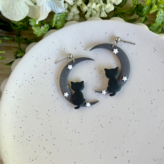 Moon Cat Earrings