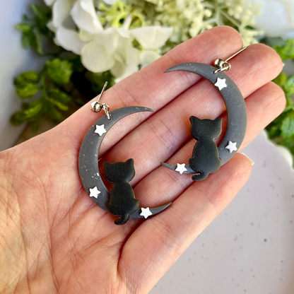 Moon Cat Earrings