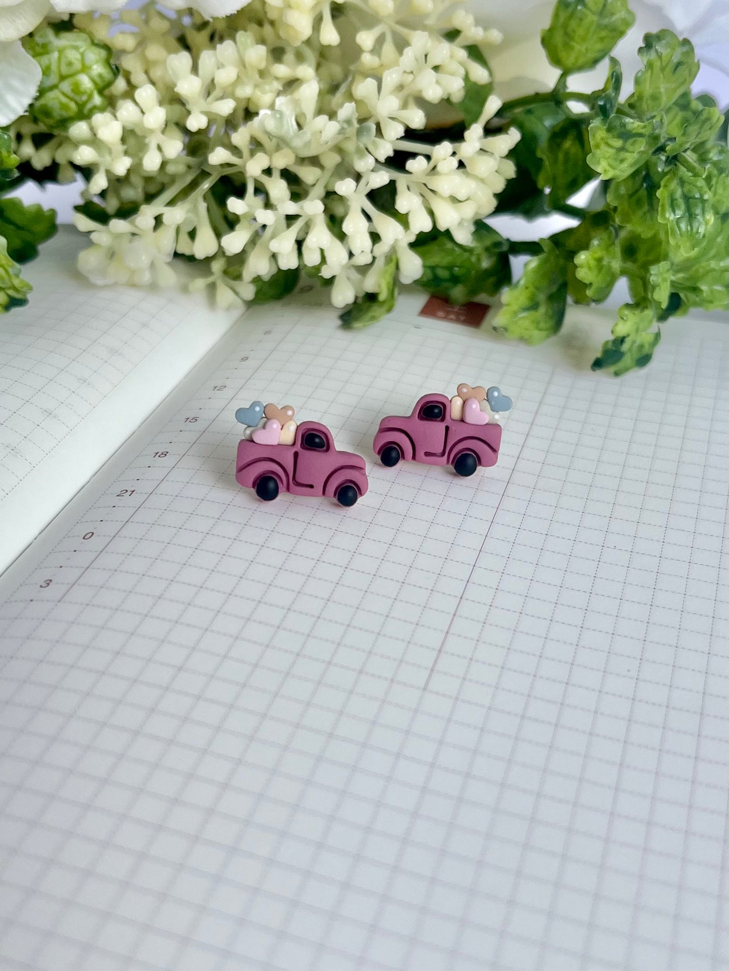 Pink Truck Stud Earrings