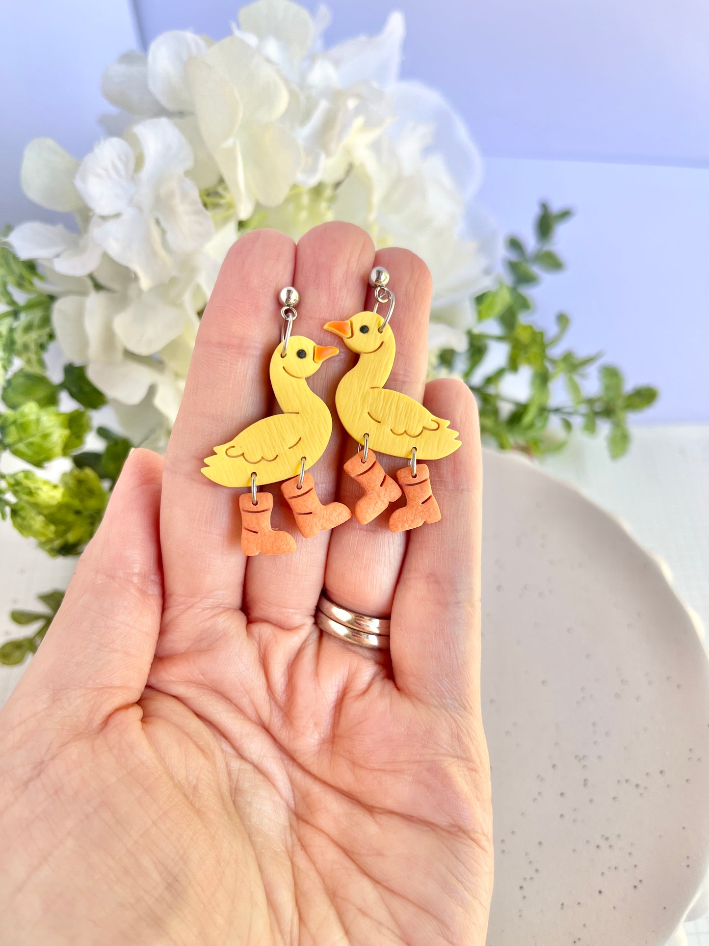 Yellow Duck Earrings