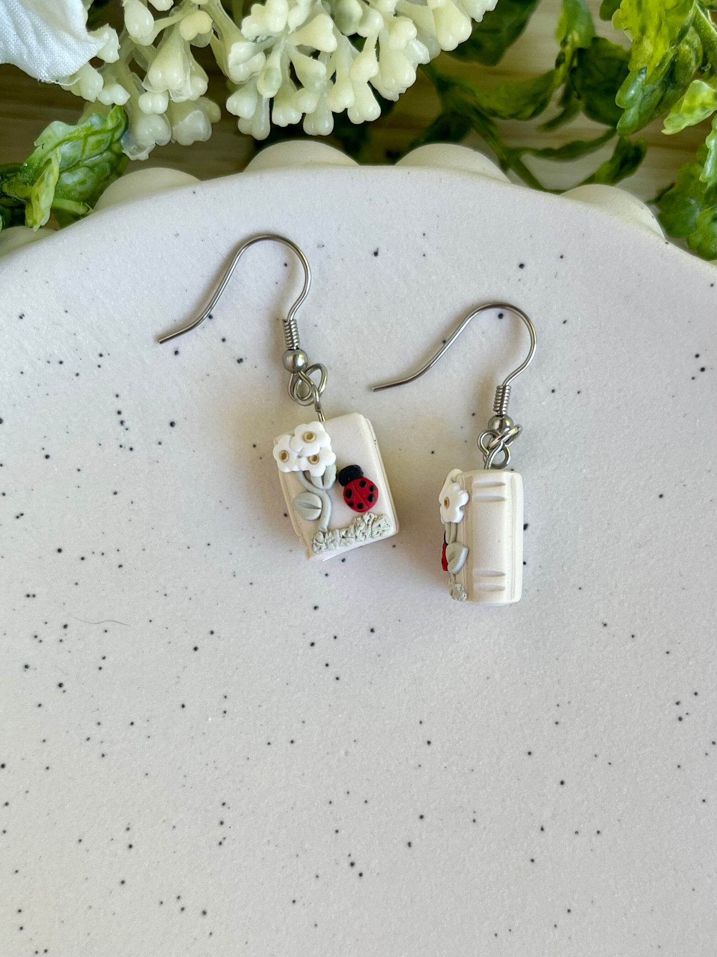 Ladybug Book Earrings