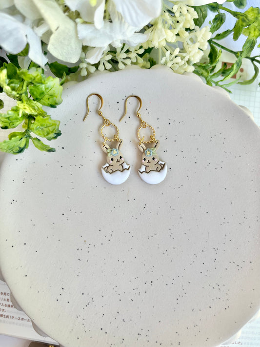 Bunny in Eggshell Earrings