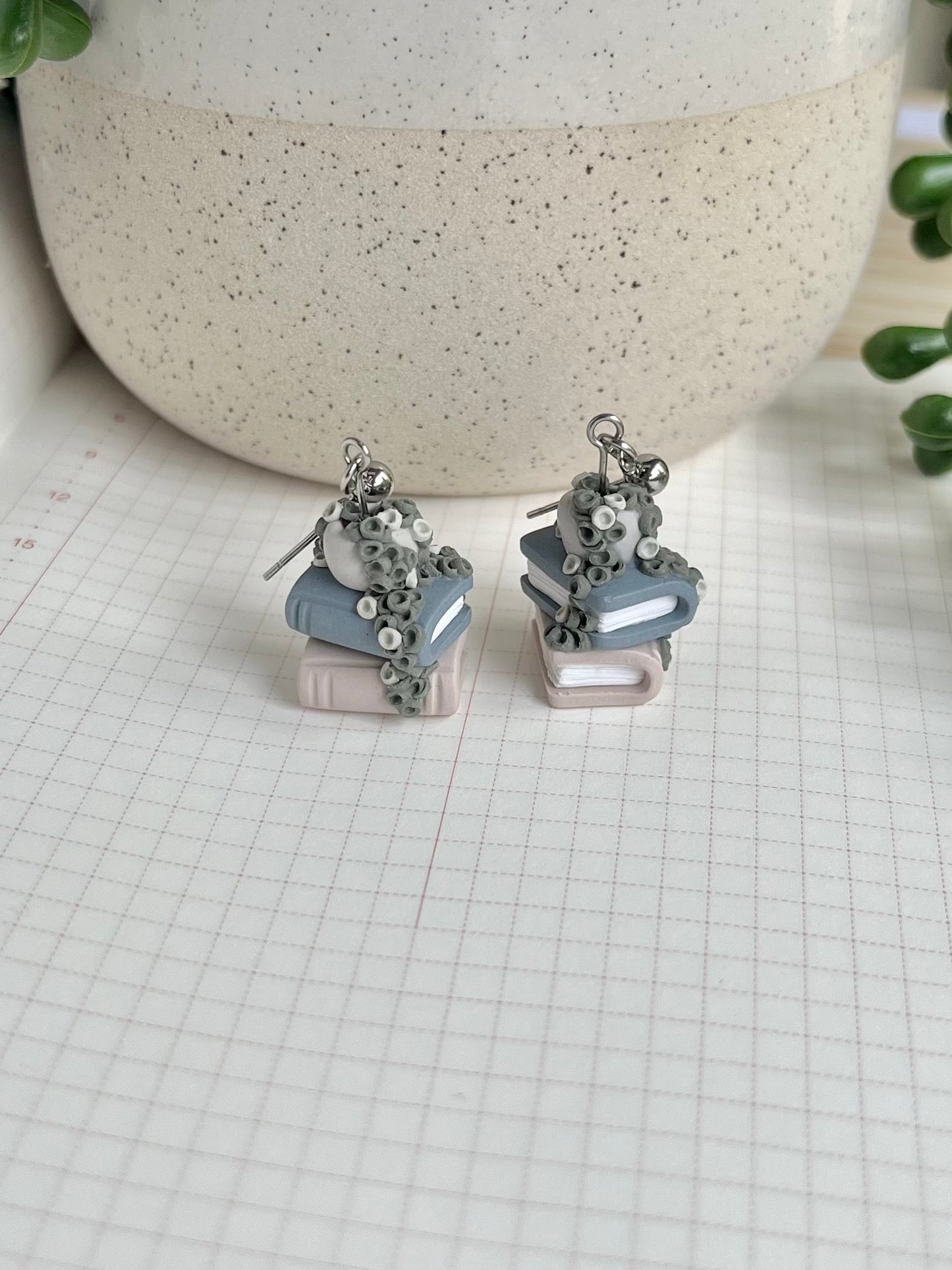 Plant Book Stack Earrings