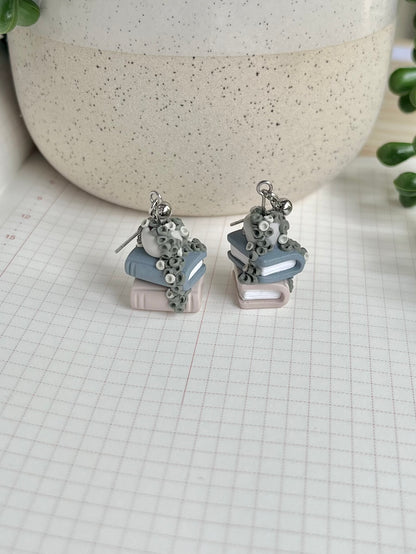 Plant Book Stack Earrings