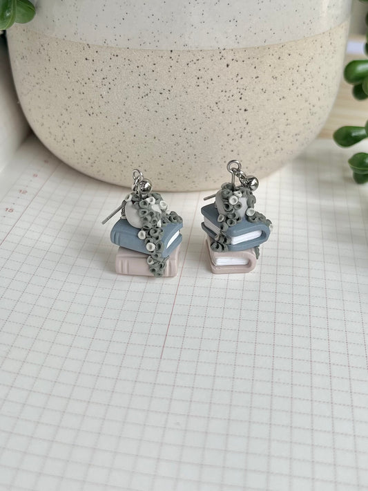 Plant Book Stack Earrings
