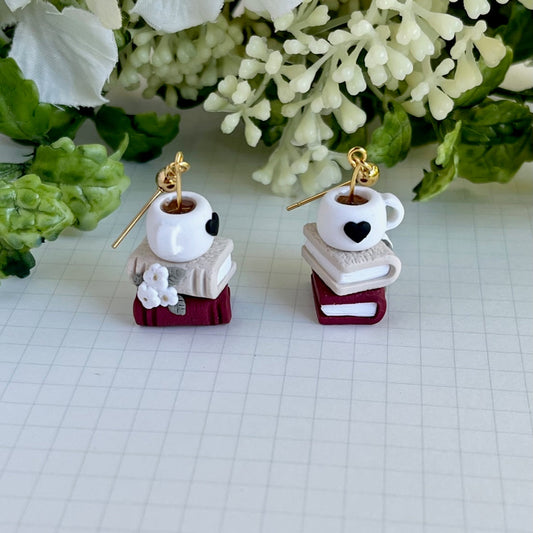 Coffee Book Stack Earrings