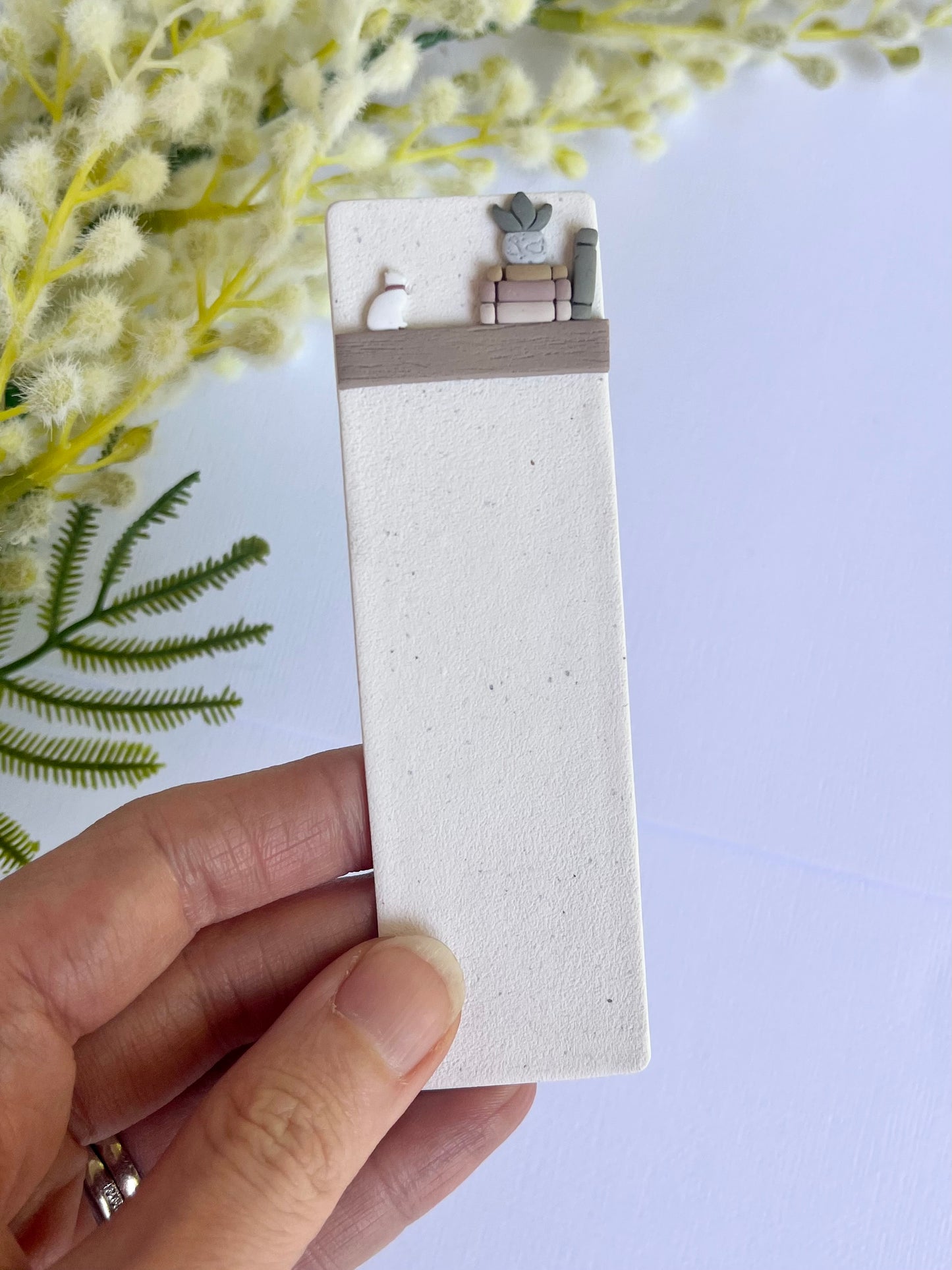 White Cat on Bookshelf Bookmark