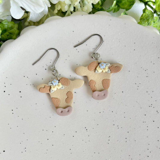 Brown Cow Earrings