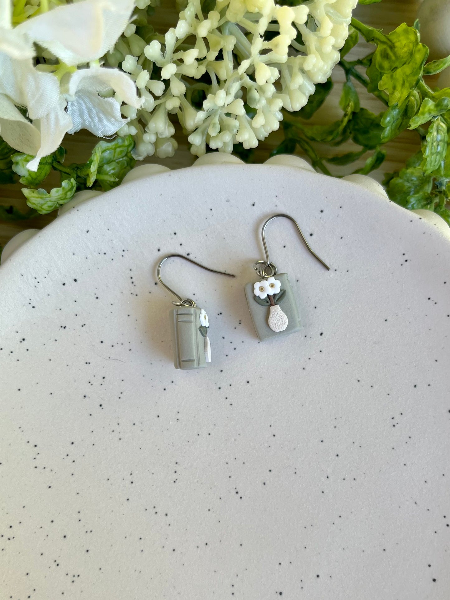 Flower Pot Book Earrings